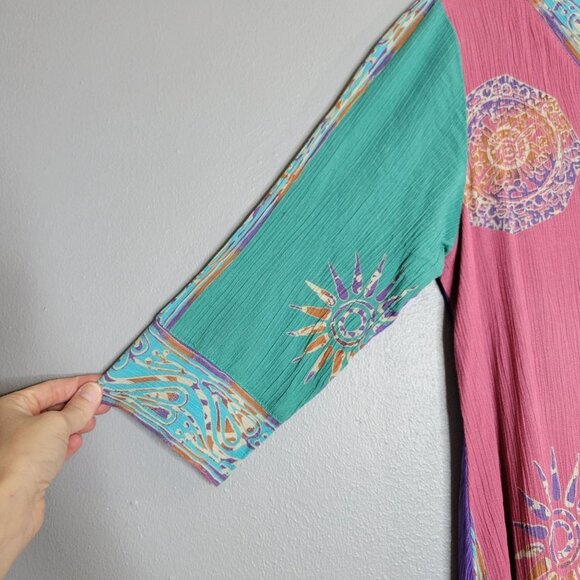 Soft Surroundings Mystik Balik Top Tunic Pink Teal Size M - Picture 4 of 8